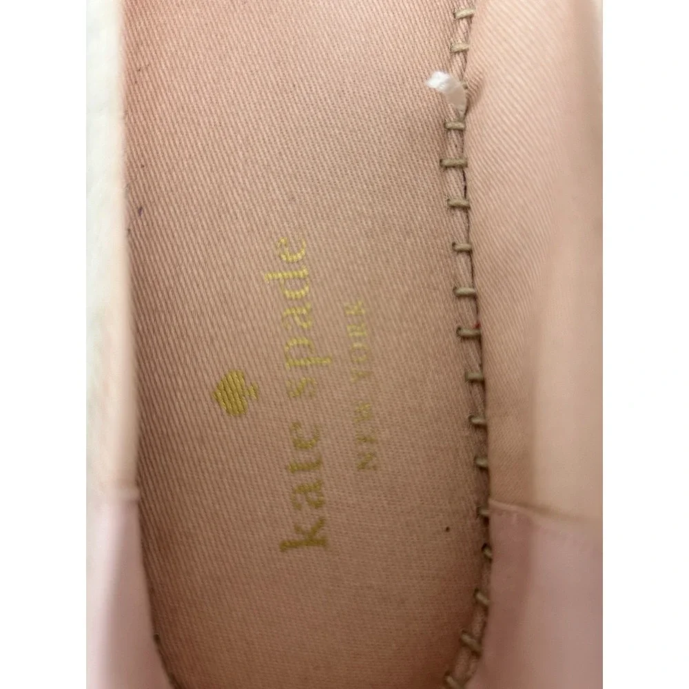 KATE SPADE Leather Gwendolyn Black Tan Applique Studded Espadrilles Sz 7.5B